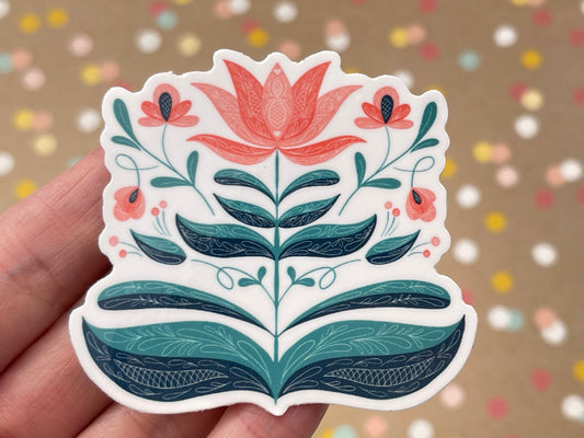 Pink & Teal Scandi Flower Sticker