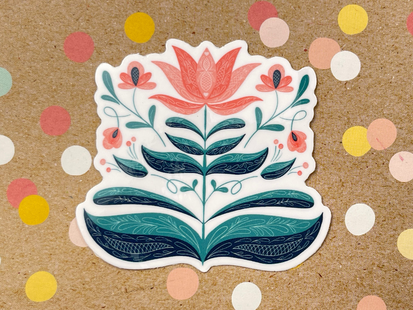 Pink & Teal Scandi Flower Sticker