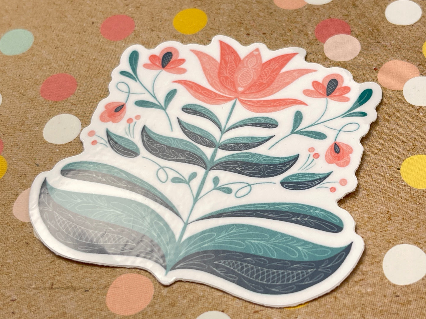 Pink & Teal Scandi Flower Sticker