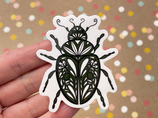 Scandi Folk Art Beetle Sticker