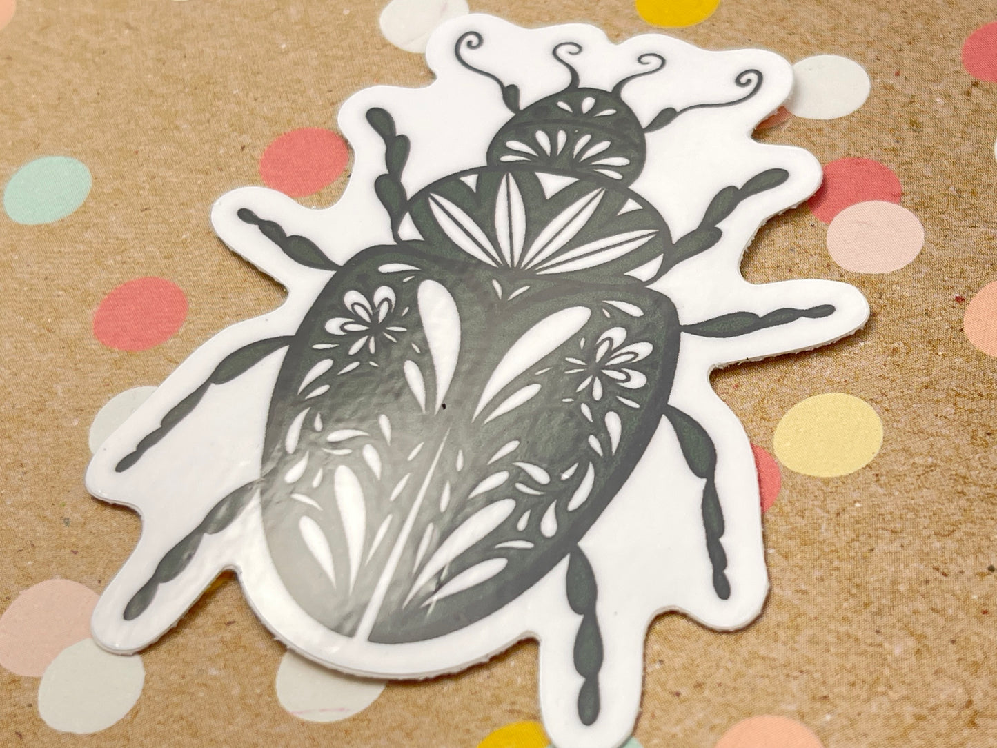 Scandi Folk Art Beetle Sticker