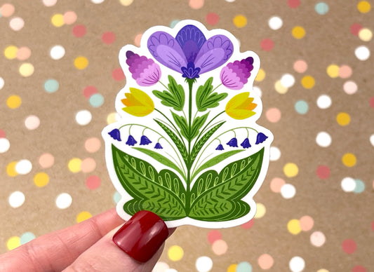 Scandi Folk Art Spring Bouquet Sticker