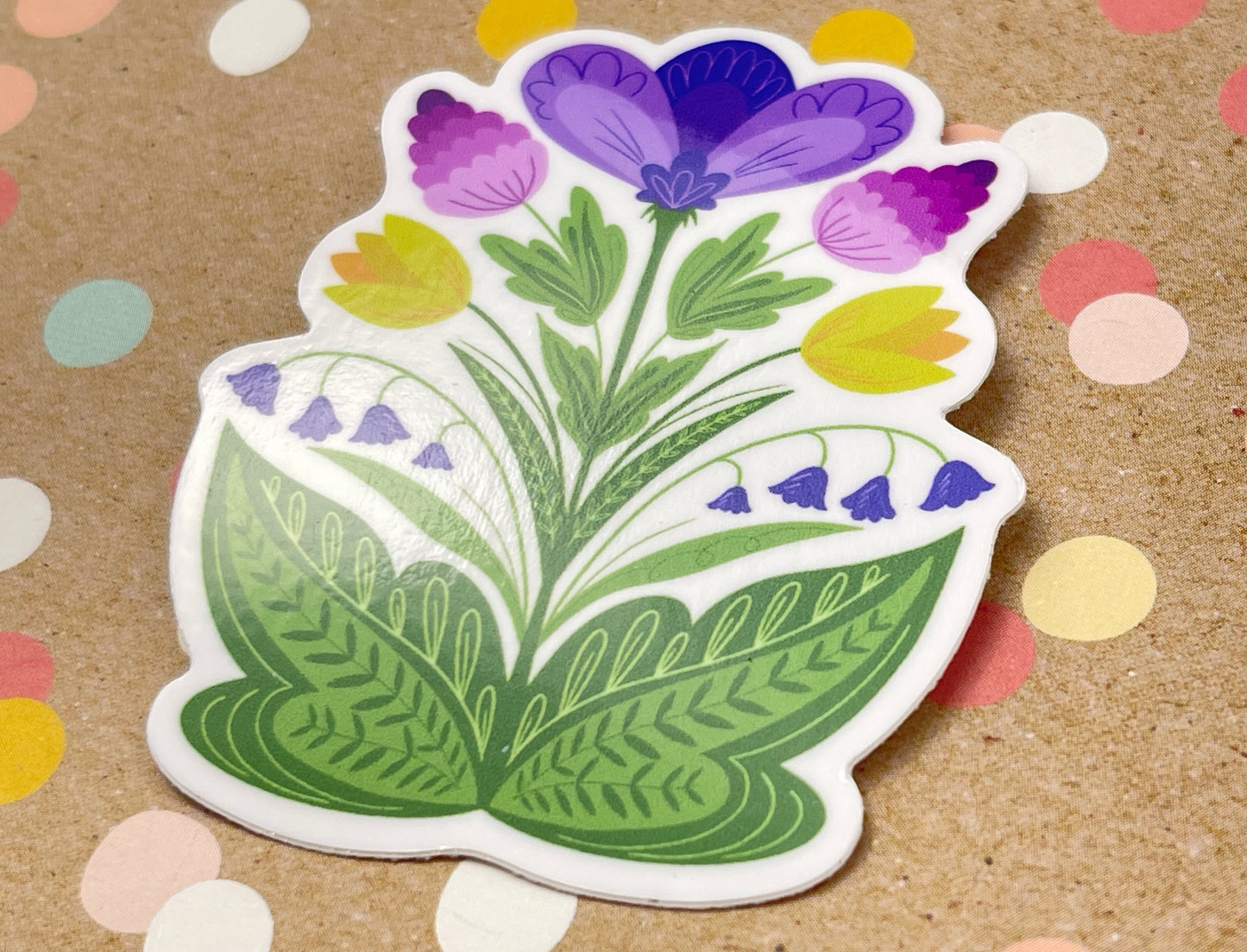 Scandi Folk Art Spring Bouquet Sticker
