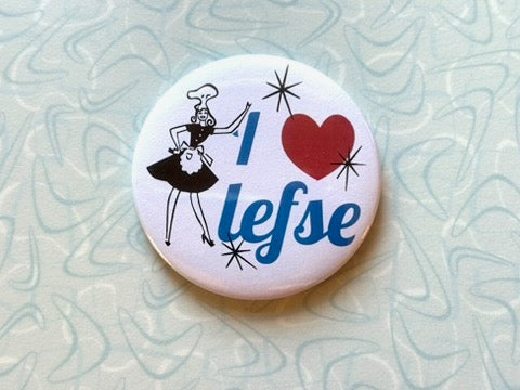 Round Button Magnet - I Heart Lefse