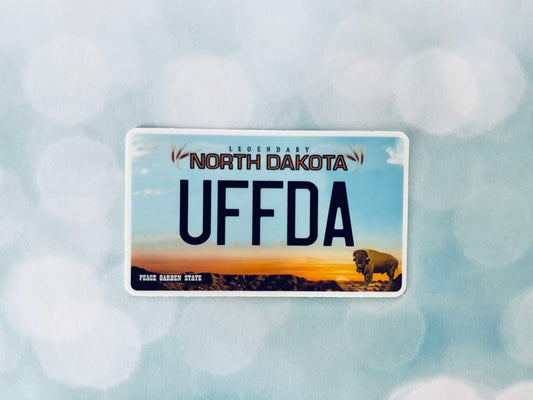 North Dakota License Plate - Uffda Sticker