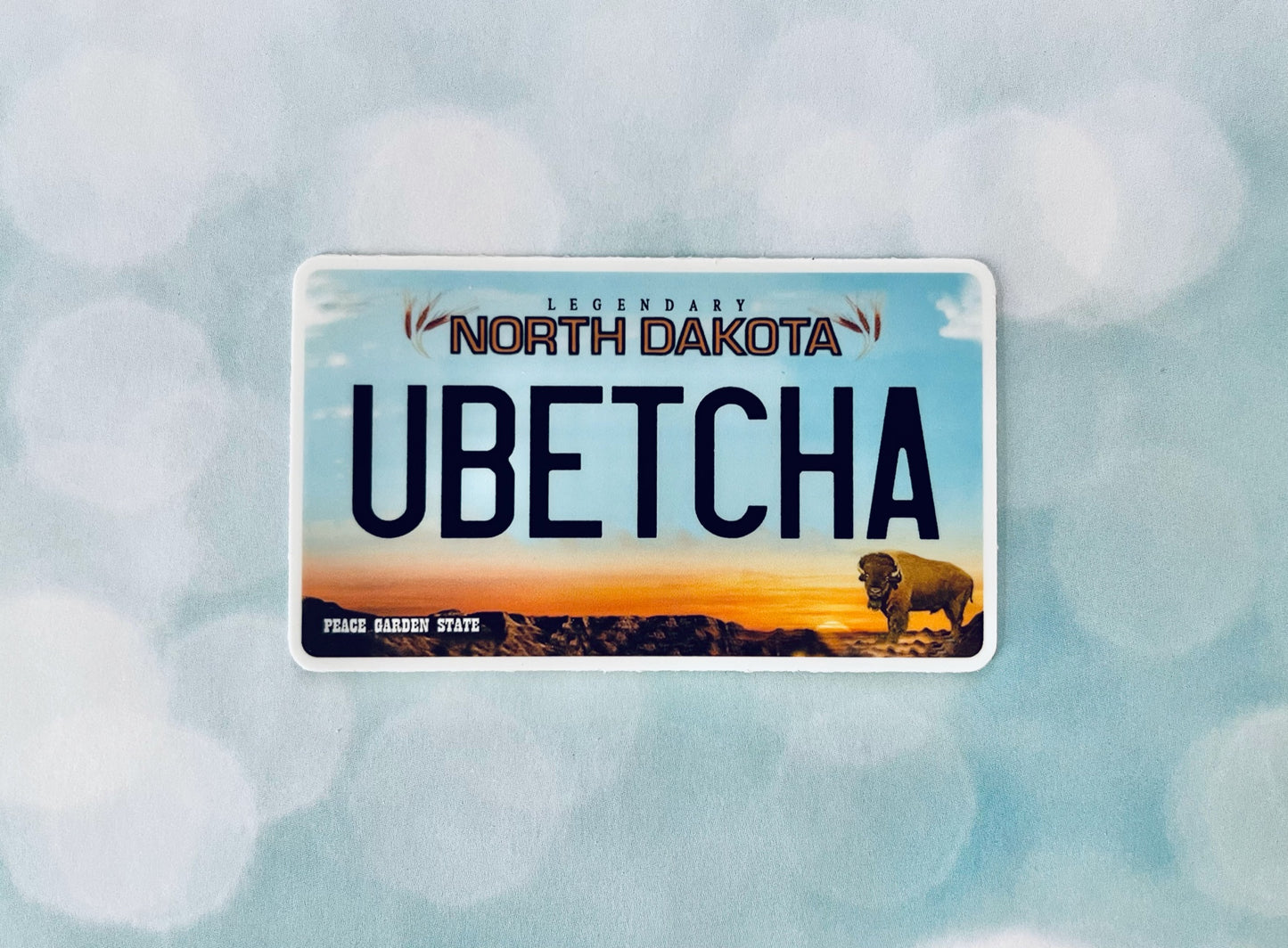 North Dakota License Plate - UBetcha Sticker