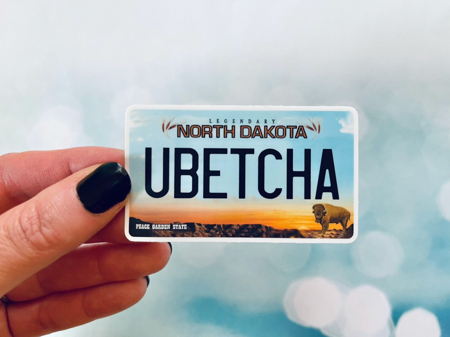North Dakota License Plate - UBetcha Sticker