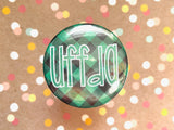 Round Button Magnet - Uffda Green Plaid