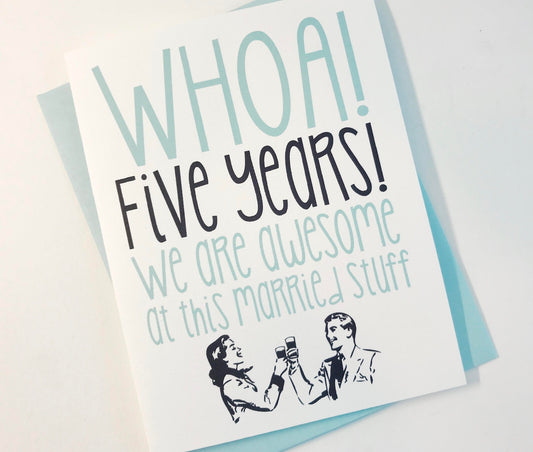 5th Wedding Anniversary Card. Fifth Anniversary Card.
