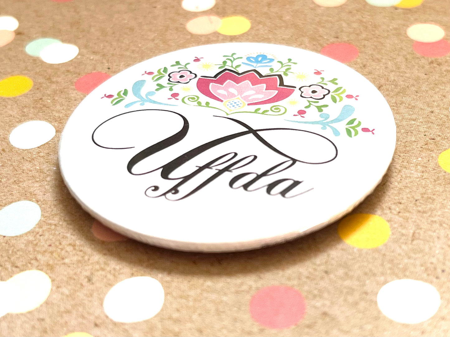 Round Button Magnet - Scandi Floral Uffda