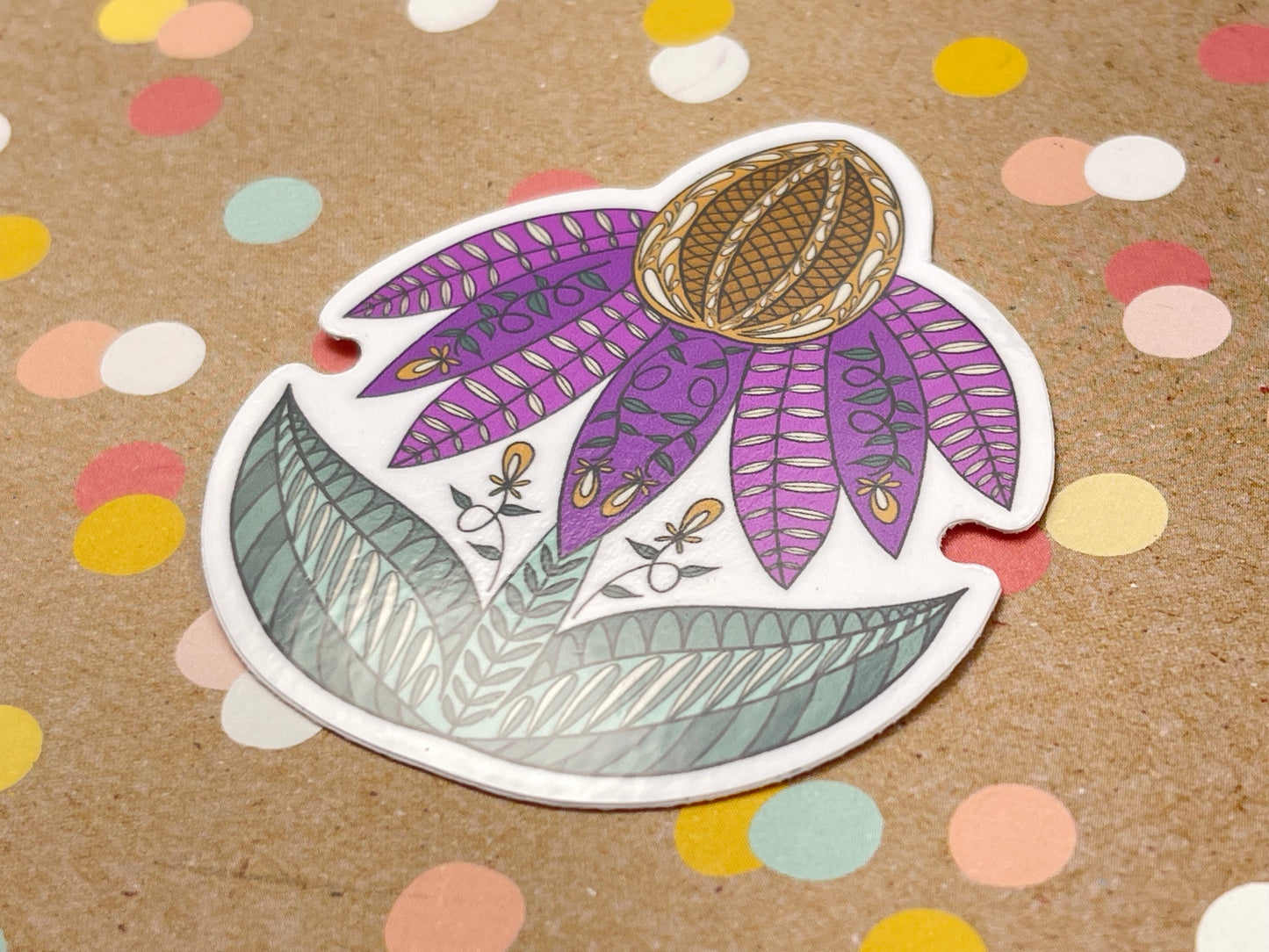 Scandi Folk Art Coneflower Sticker