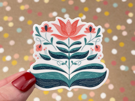 Pink & Teal Scandi Flower Sticker