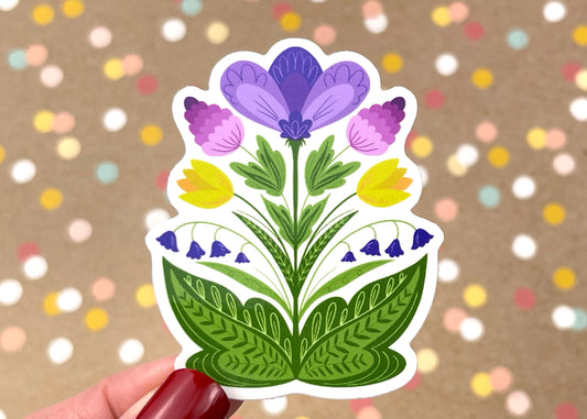 Scandi Folk Art Spring Bouquet Sticker