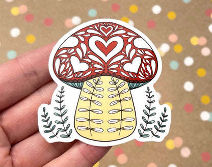 Scandi Folk Art Amanita Mushroom Sticker