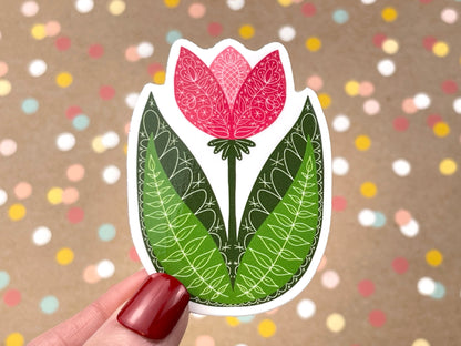 Scandi Folk Art Tulip Sticker