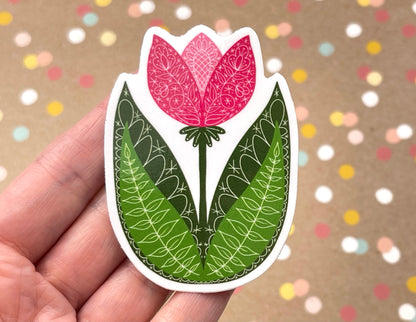 Scandi Folk Art Tulip Sticker