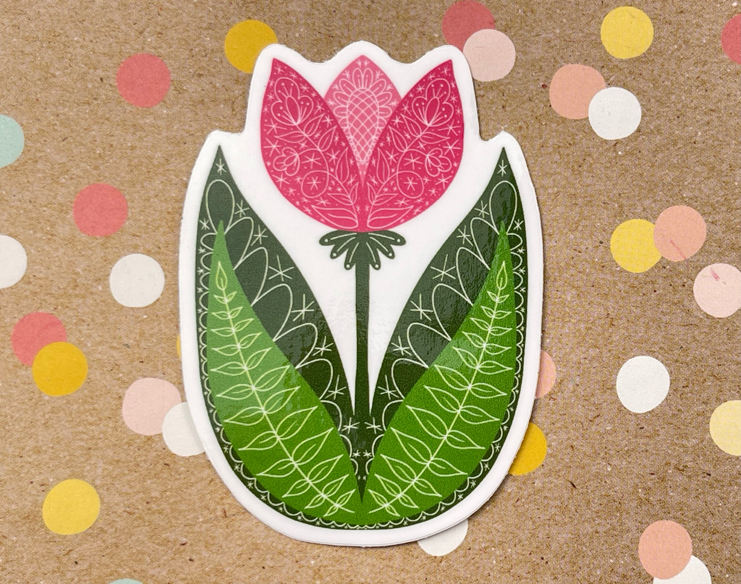 Scandi Folk Art Tulip Sticker