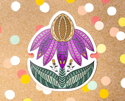 Scandi Folk Art Coneflower Sticker