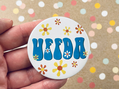 Round Button Magnet - Uffda MidMod Retro Style