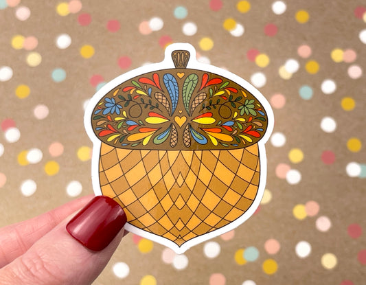 Scandi Autumn Acorn Sticker