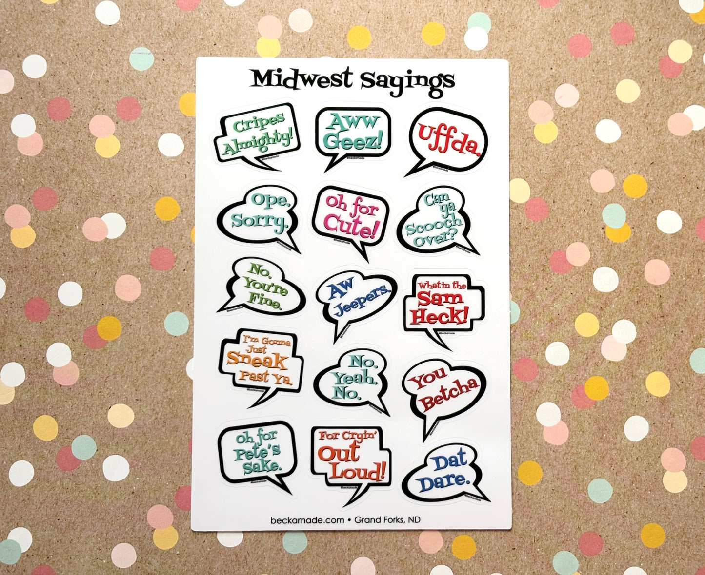 Midwest Sayings Sticker Sheet 4x6 inch