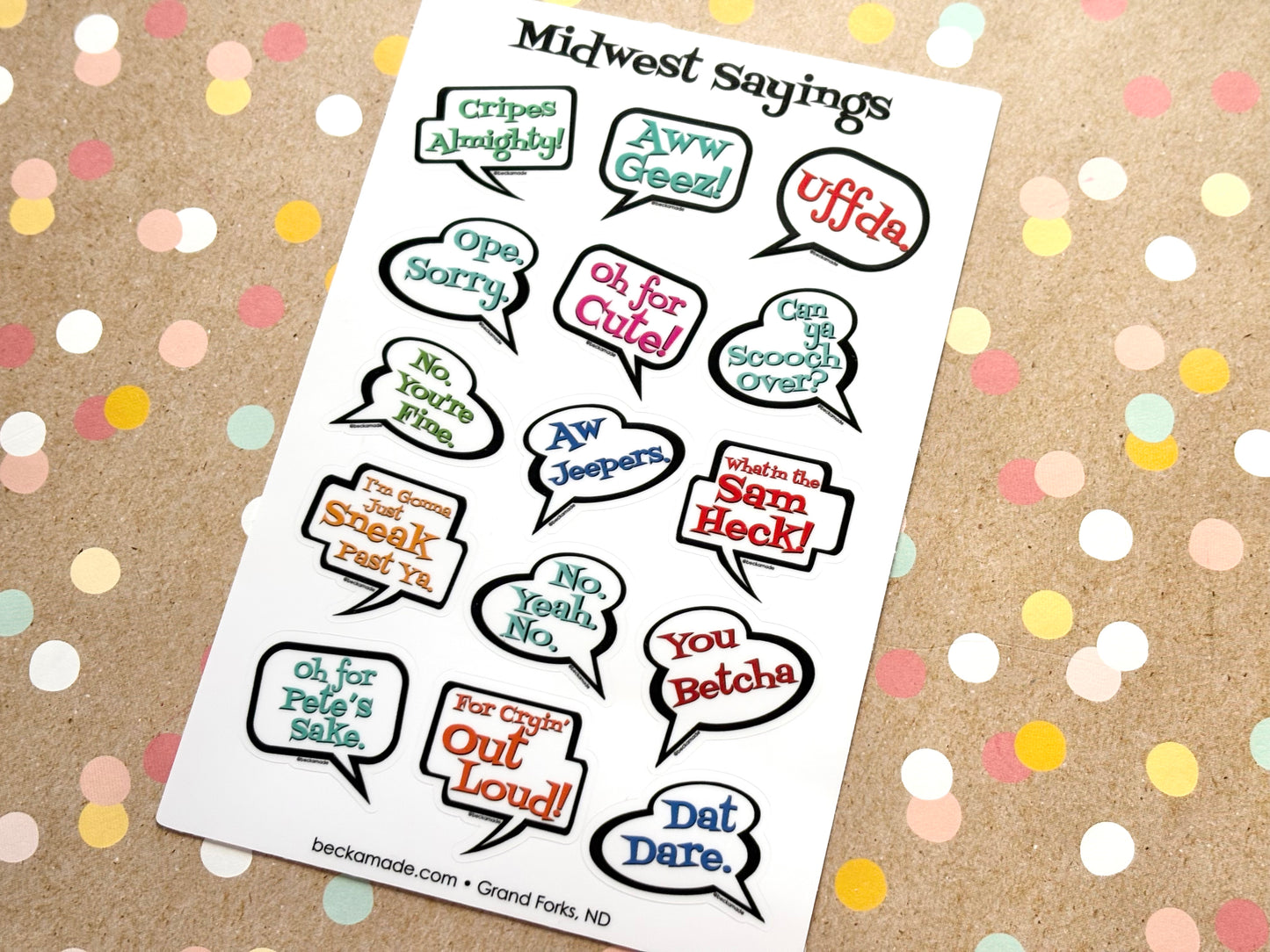 Midwest Sayings Sticker Sheet 4x6 inch