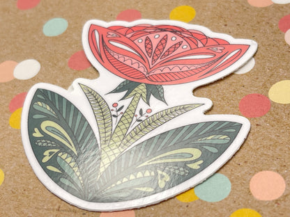 Scandi Folk Art Peony Sticker