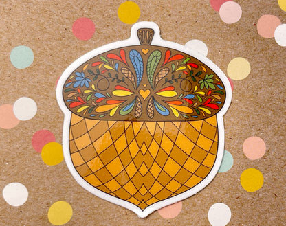 Scandi Autumn Acorn Sticker