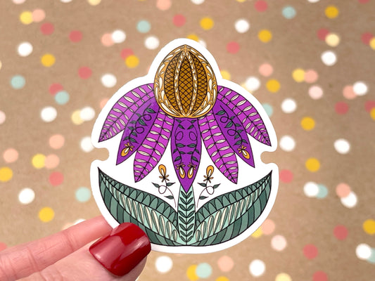 Scandi Folk Art Coneflower Sticker