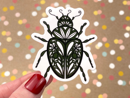 Scandi Folk Art Beetle Sticker