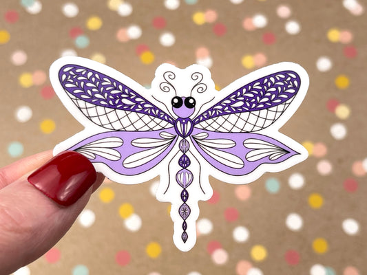 Scandi Lavender Dragonfly Sticker