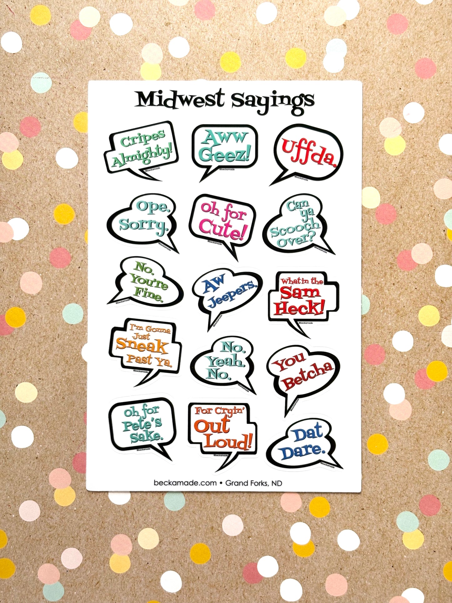 Midwest Sayings Sticker Sheet 4x6 inch