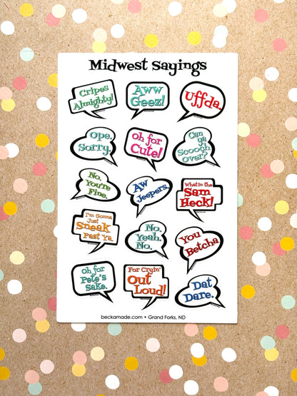 Midwest Sayings Sticker Sheet 4x6 inch