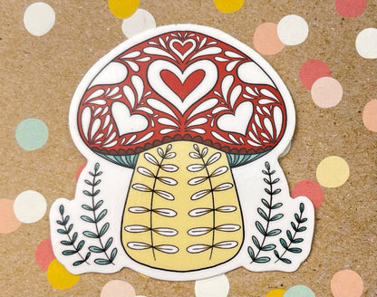 Scandi Folk Art Amanita Mushroom Sticker