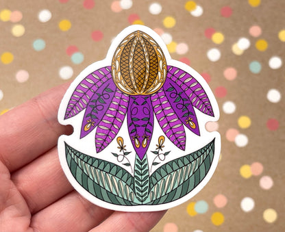 Scandi Folk Art Coneflower Sticker