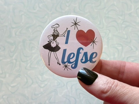 Round Button Magnet - I Heart Lefse