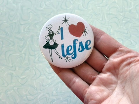 Round Button Magnet - I Heart Lefse