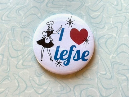 Round Button Magnet - I Heart Lefse