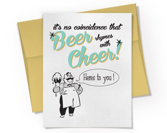 Card - Beer rhymes with Cheer Birthday