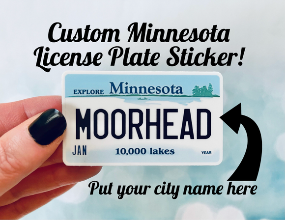 Premium Sticker - Custom Minnesota License Plate City Sticker