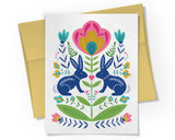 Card - Scandinavian Bunnies and Floral