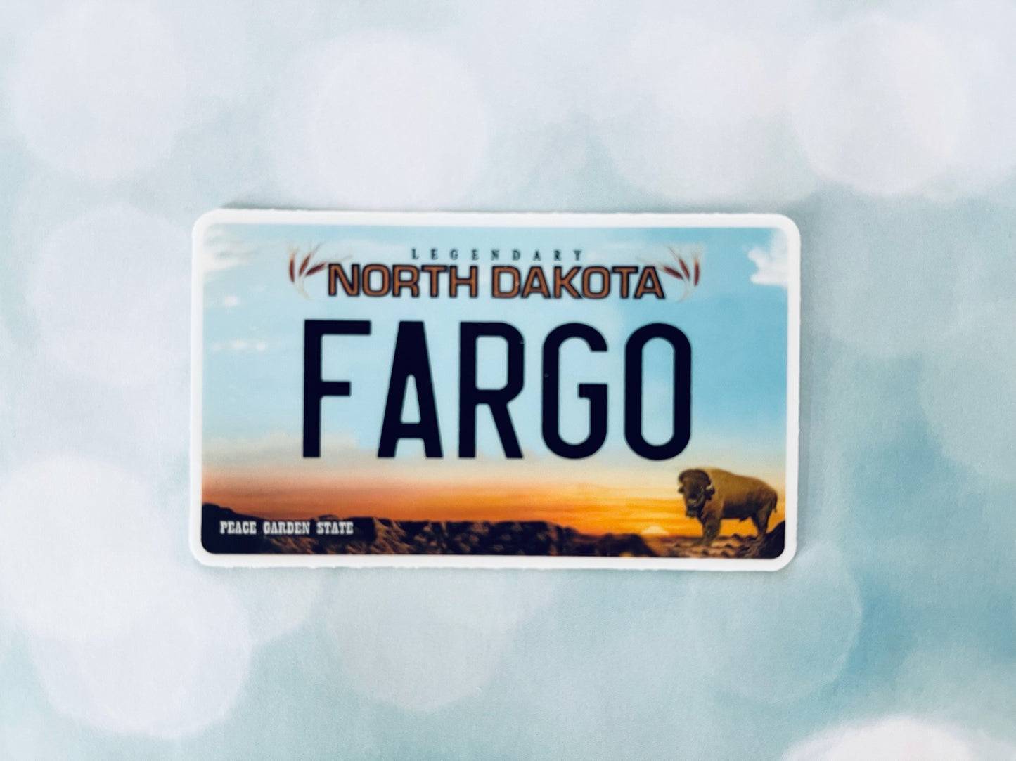 Custom North Dakota License Plate City Sticker