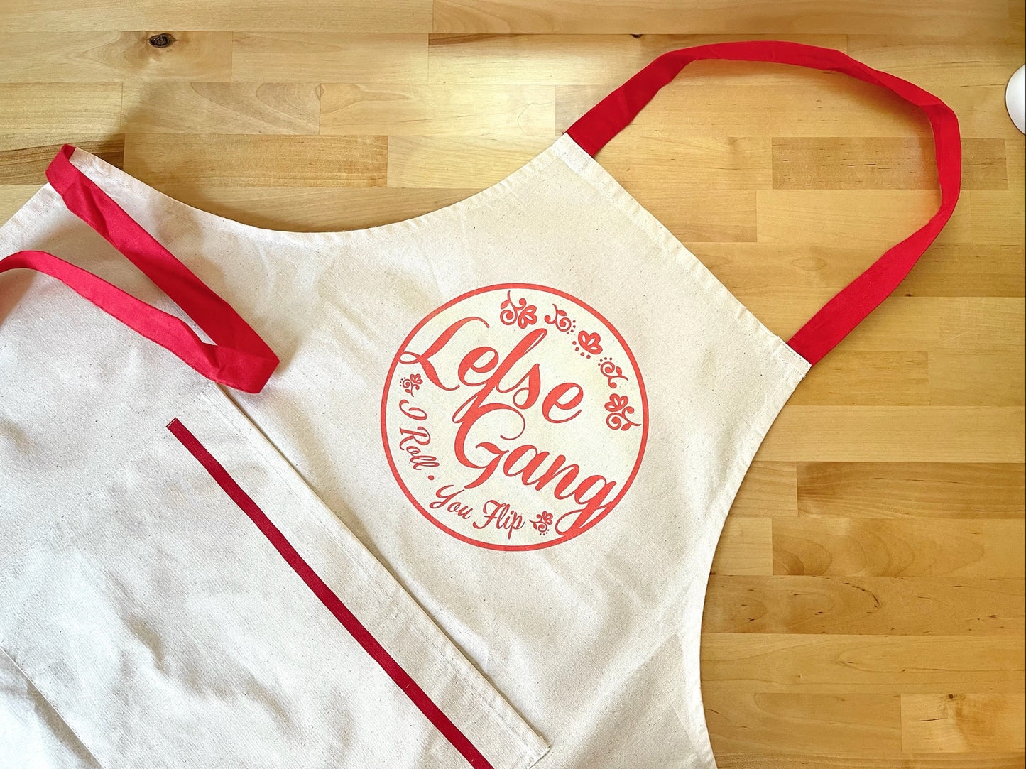 Apron - Last ones available - Lefse Gang Natural Flour Sack Cotton Apron with Pocket