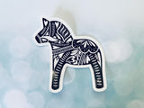 Premium Sticker - Swedish Dala Horse Hearts Black and White Sticker