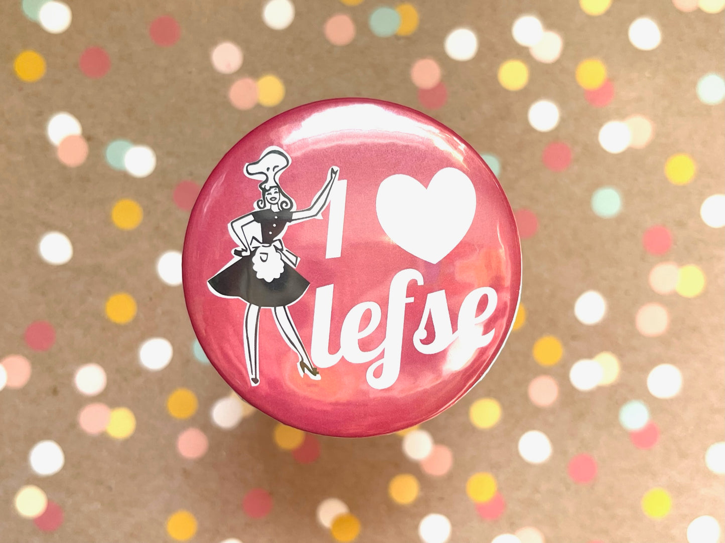 Round Button Magnet - I Heart Lefse