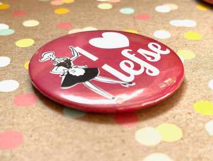 Round Button Magnet - I Heart Lefse