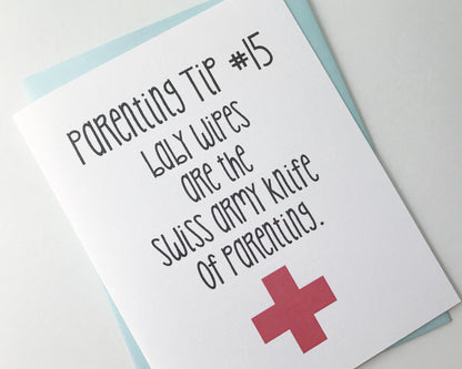 Card - Parenting Tip #15 Baby Wipes