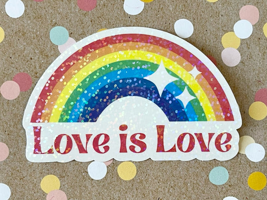 Love is Love Rainbow Glitter Prism Sticker