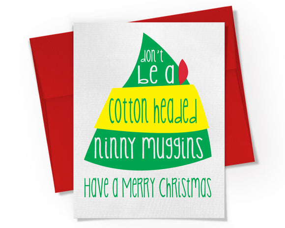 Card - Elf Merry Christmas Card. Ninny Muggins