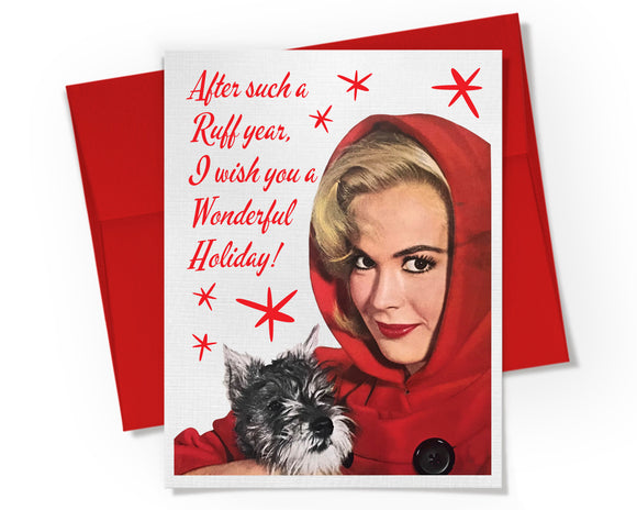 Card - After such a Ruff year, I wish you a Wonderful Holiday!